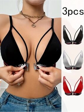 4 PCS Front-Closure Strappy T-shirt Bras multi variety pack